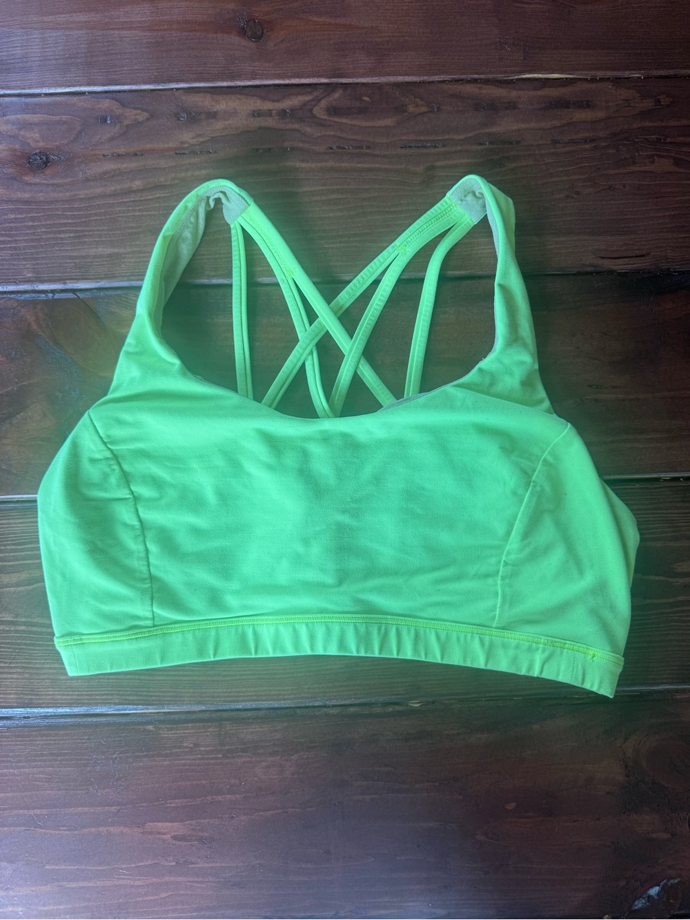 Lululemon Free to Be Serene Bra Size 10 Neon Green Strappy C/D Cup